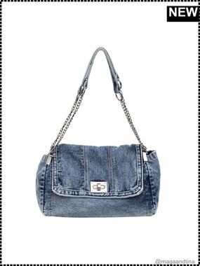 Large Denim Tote Bag Crossbody Shoulder Handbag Washed Canvas Purse